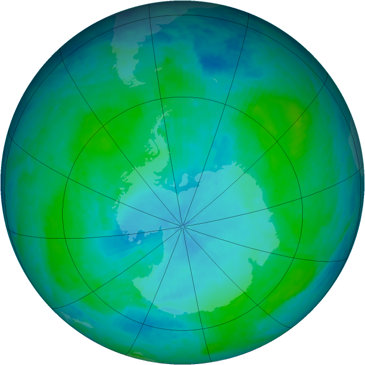 Antarctic ozone map for 30 January 2004